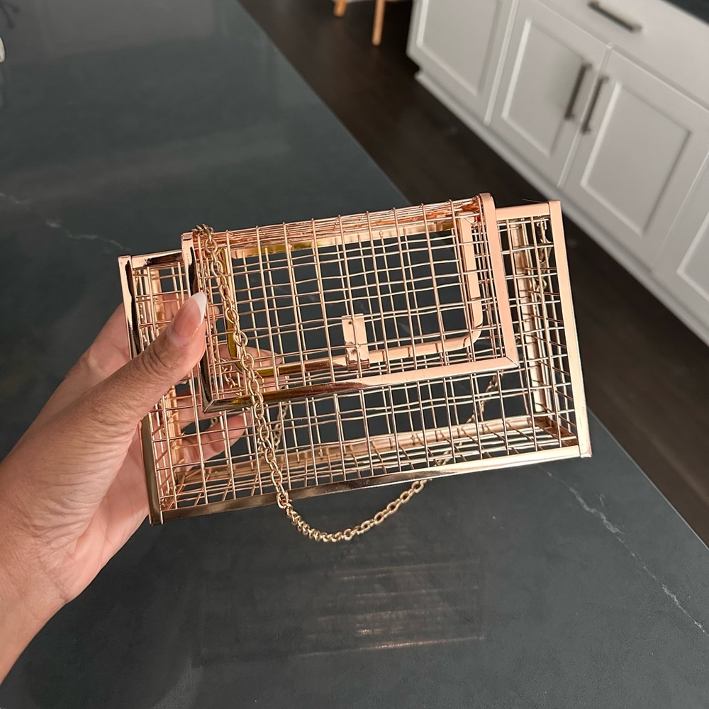 Gold Metal Cage HandBag